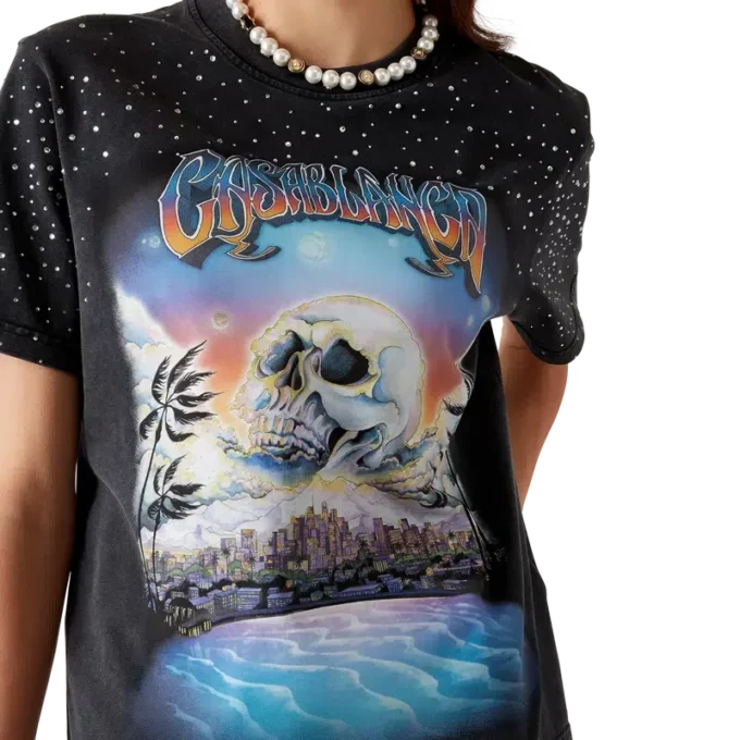 La Pramonition T-shirt met kristallen versiering