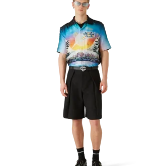 La Pramonition zijden overhemd met korte mouwen