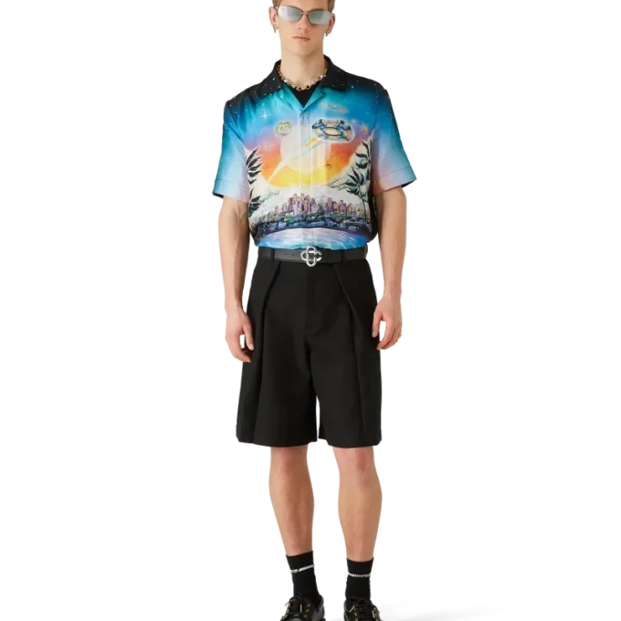 La Pramonition zijden overhemd met korte mouwen La Pramonition zijden overhemd met korte mouwen