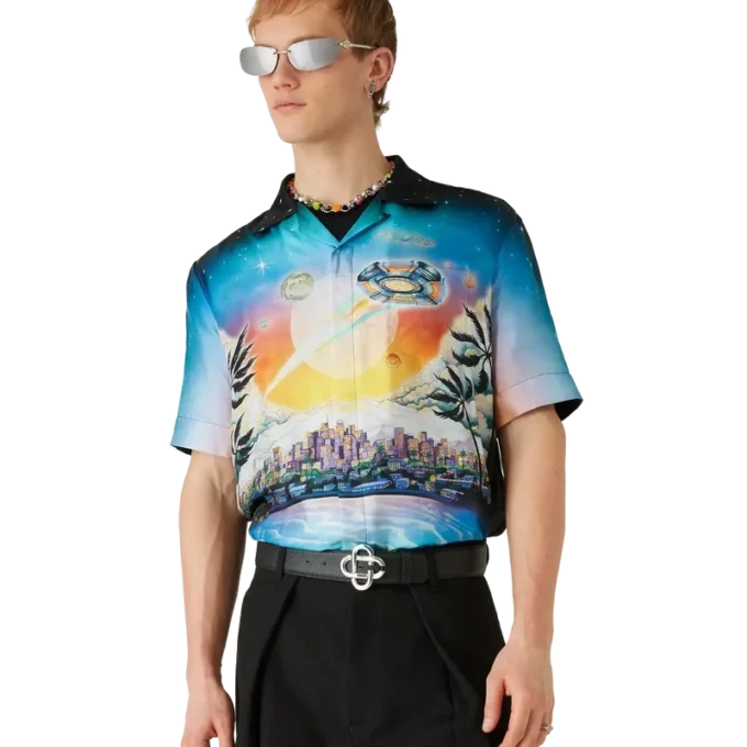 La Pramonition zijden overhemd met korte mouwen La Pramonition zijden overhemd met korte mouwen