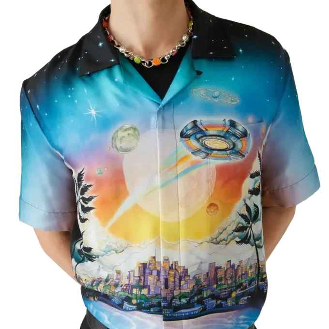 La Pramonition zijden overhemd met korte mouwen La Pramonition zijden overhemd met korte mouwen