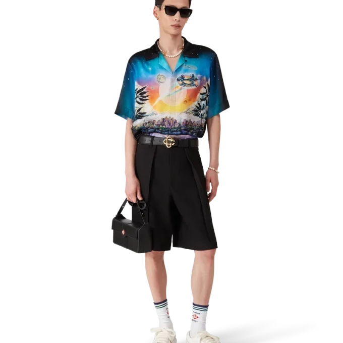 La Pramonition zijden overhemd met korte mouwen La Pramonition zijden overhemd met korte mouwen