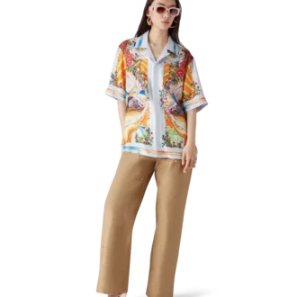 La Tornade De Rose zijden overhemd met korte mouwen