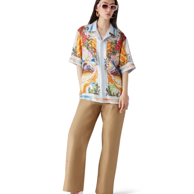 La Tornade De Rose zijden overhemd met korte mouwen La Tornade De Rose zijden overhemd met korte mouwen