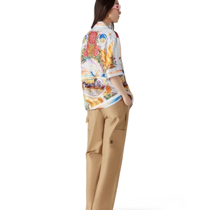 La Tornade De Rose zijden overhemd met korte mouwen La Tornade De Rose zijden overhemd met korte mouwen