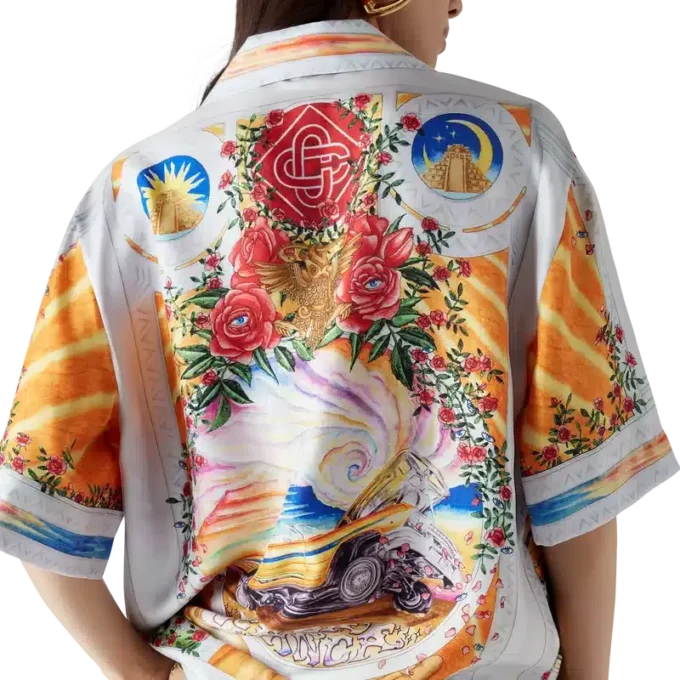 La Tornade De Rose zijden overhemd met korte mouwen La Tornade De Rose zijden overhemd met korte mouwen