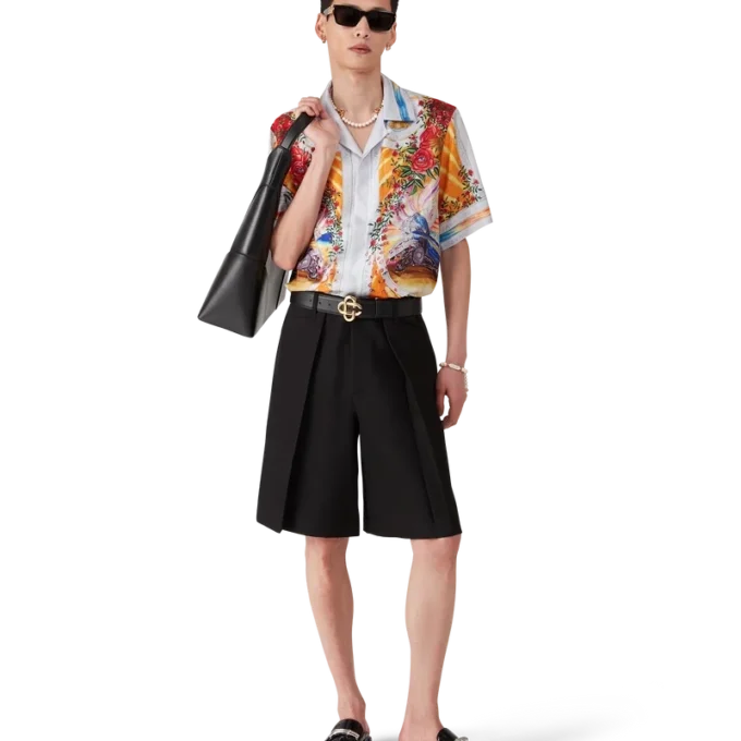 La Tornade De Rose zijden overhemd met korte mouwen La Tornade De Rose zijden overhemd met korte mouwen