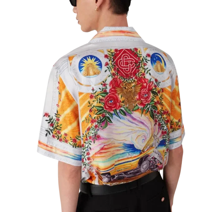 La Tornade De Rose zijden overhemd met korte mouwen La Tornade De Rose zijden overhemd met korte mouwen