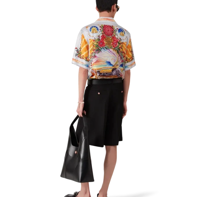 La Tornade De Rose zijden overhemd met korte mouwen La Tornade De Rose zijden overhemd met korte mouwen