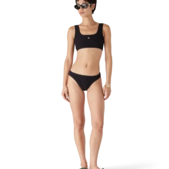 Groene geborduurde badstof slippers voor dames