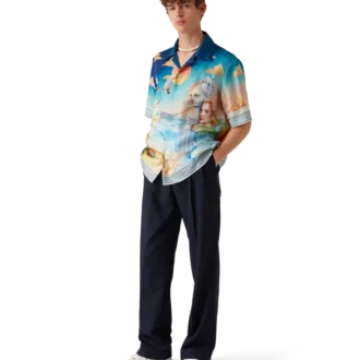 Le Plongeon zijden overhemd met korte mouwen