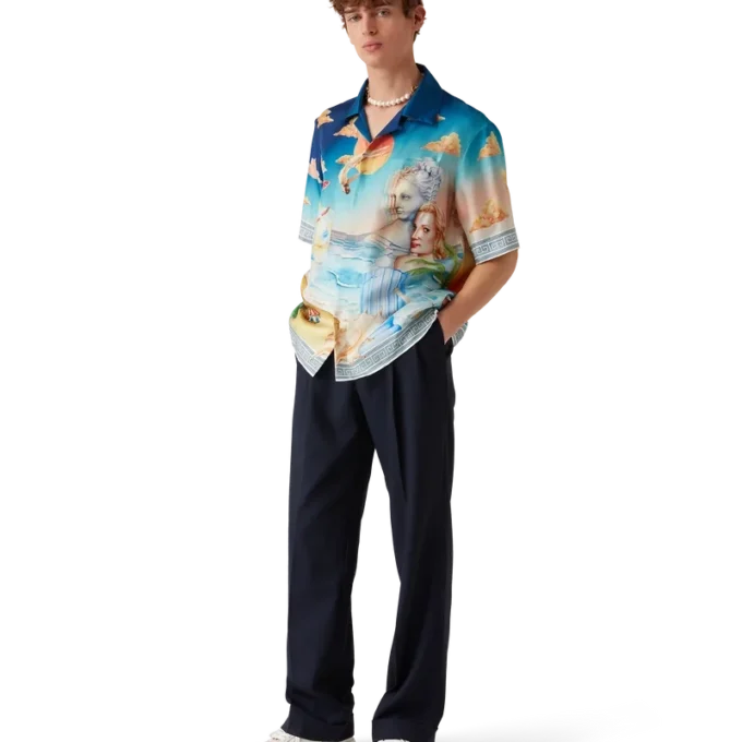 Le Plongeon zijden overhemd met korte mouwen