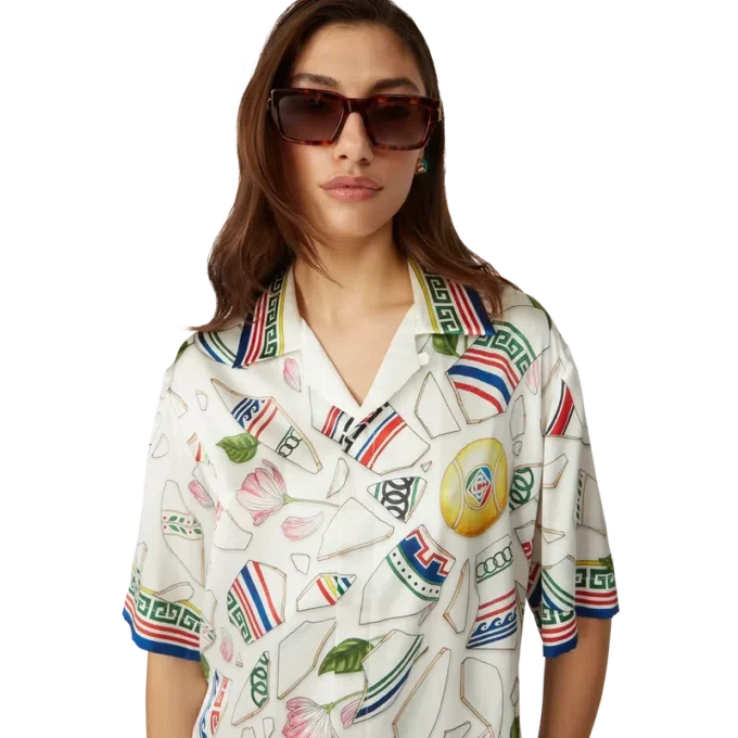 Le Vase Brise zijden overhemd met korte mouwen