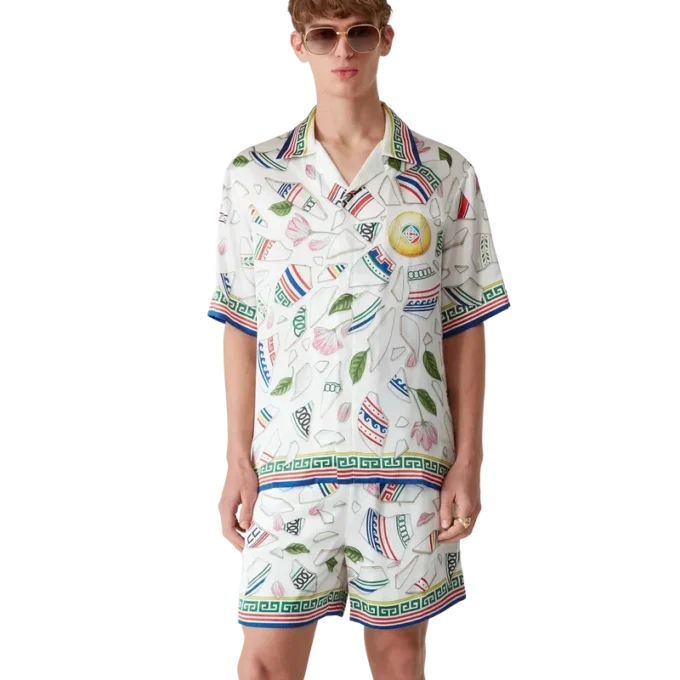 Le Vase Brise zijden overhemd met korte mouwen