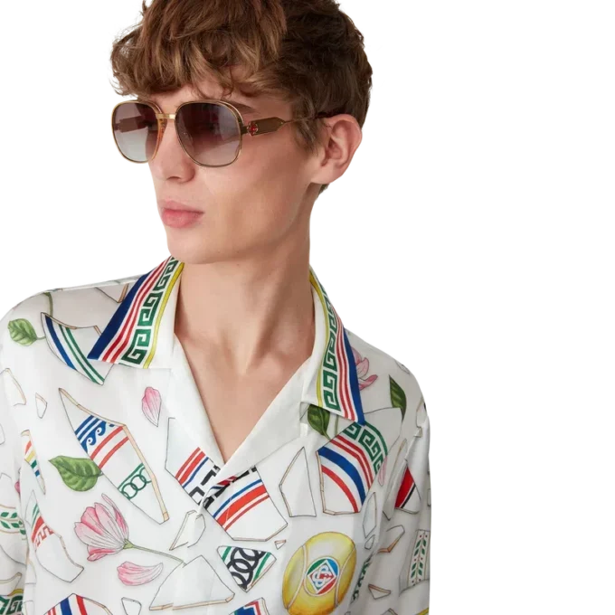 Le Vase Brise zijden overhemd met korte mouwen