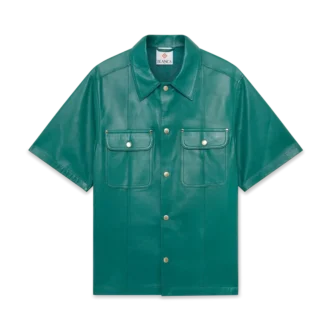 Leren overhemd met korte mouwen