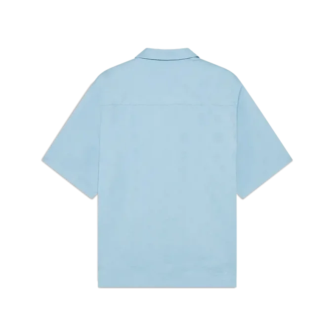 Lichtblauw monogram-overhemd met korte mouwen