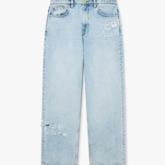 Lichtgewassen graffiti-denimjeans