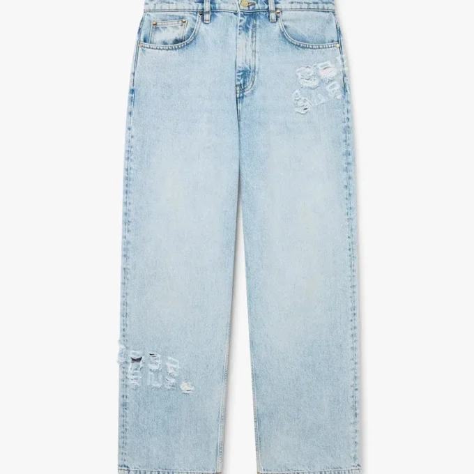 Lichtgewassen graffiti-denimjeans