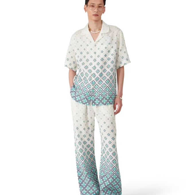 Linnen broek met Monogram-print in kleurverloop