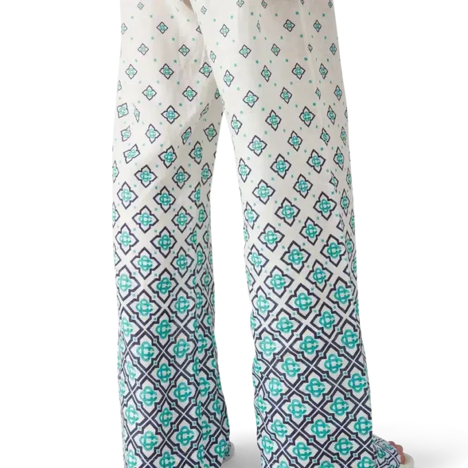 Linnen broek met Monogram-print in kleurverloop