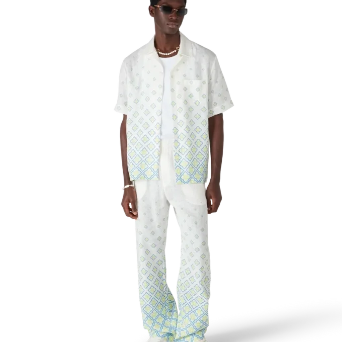 Linnen overhemd met korte mouwen en degrade monogram Linnen overhemd met korte mouwen en degrade monogram