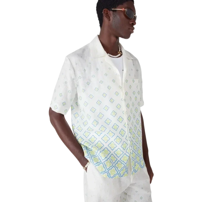 Linnen overhemd met korte mouwen en degrade monogram Linnen overhemd met korte mouwen en degrade monogram