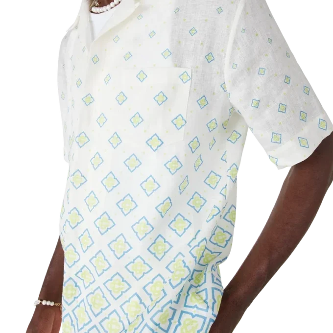 Linnen overhemd met korte mouwen en degrade monogram Linnen overhemd met korte mouwen en degrade monogram