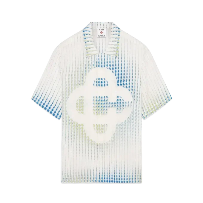 Linnen overhemd met korte mouwen en stippen Linnen overhemd met korte mouwen en stippen