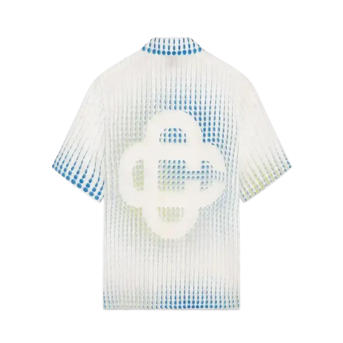 Linnen overhemd met korte mouwen en stippen Linnen overhemd met korte mouwen en stippen