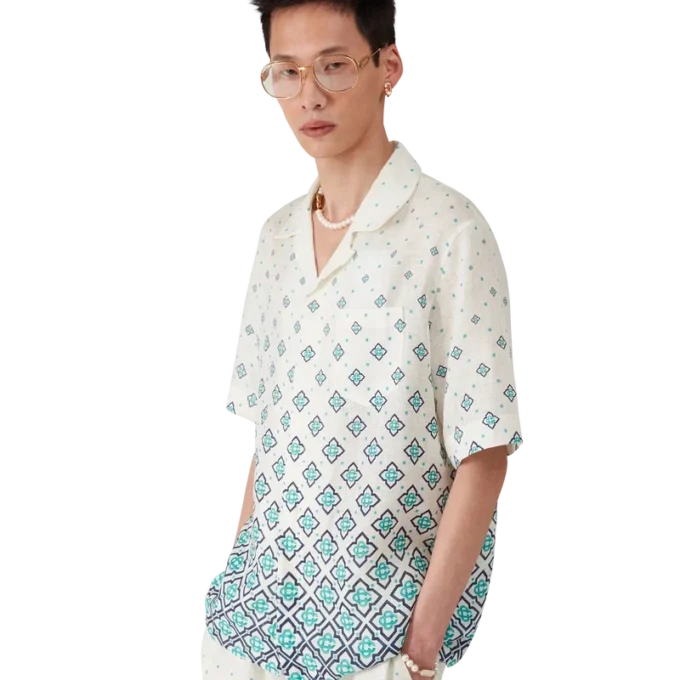 Linnen overhemd met monogram in kleurverloop Linnen overhemd met monogram in kleurverloop