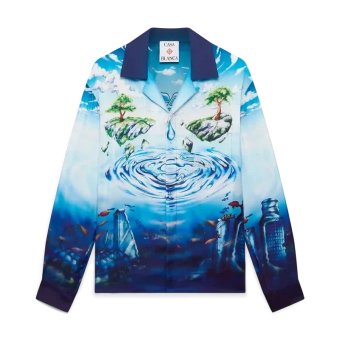 Lost Atlantis zijden overhemd met lange mouwen