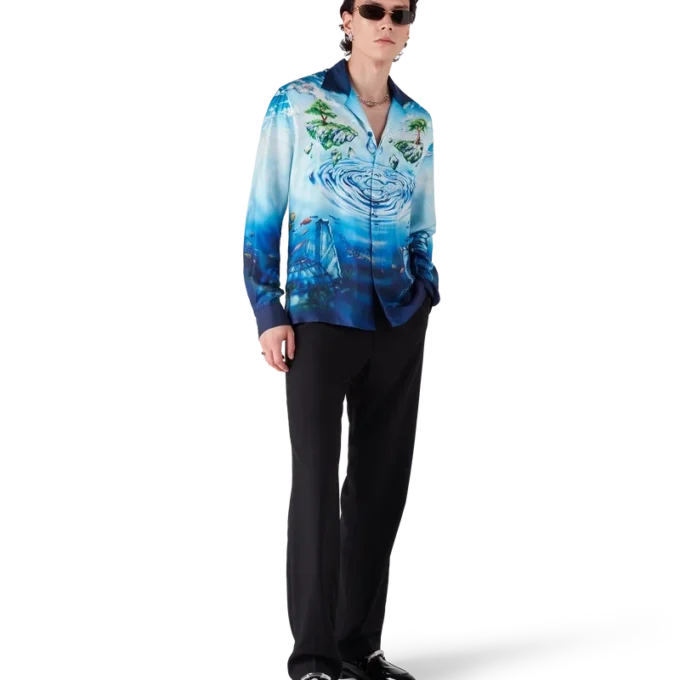 Lost Atlantis zijden overhemd met lange mouwen