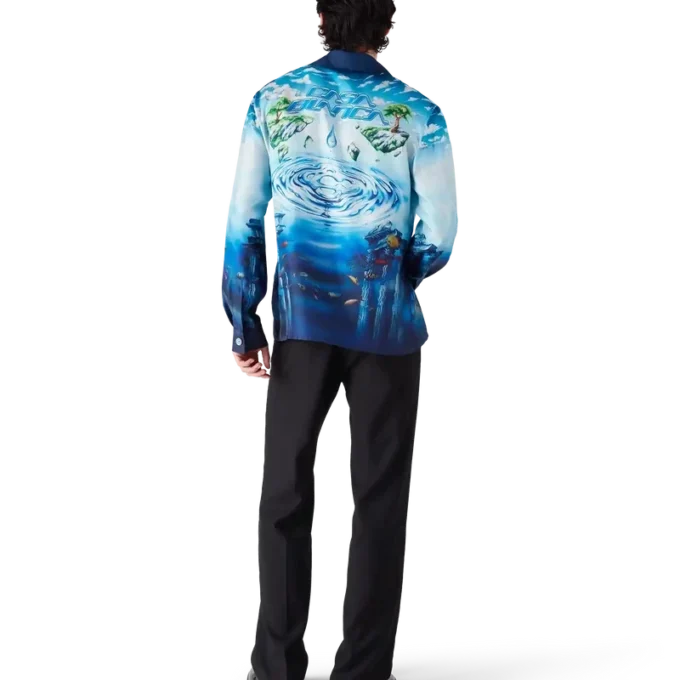 Lost Atlantis zijden overhemd met lange mouwen