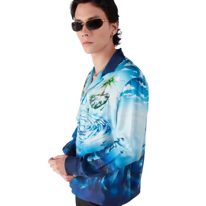 Lost Atlantis zijden overhemd met lange mouwen