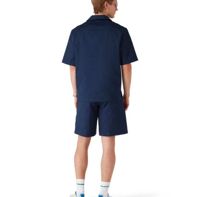 Marineblauw monogram overhemd met korte mouwen Marineblauw monogram overhemd met korte mouwen