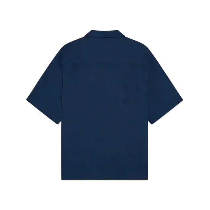 Marineblauw monogram overhemd met korte mouwen Marineblauw monogram overhemd met korte mouwen