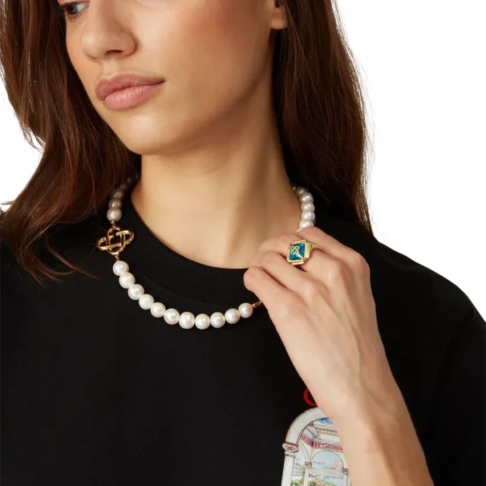 Medium parelketting met logo