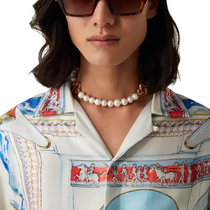 Medium parelketting met logo