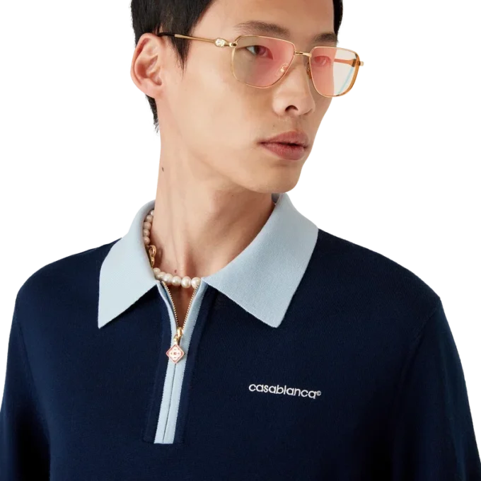 Merino gebreid tennispoloshirt