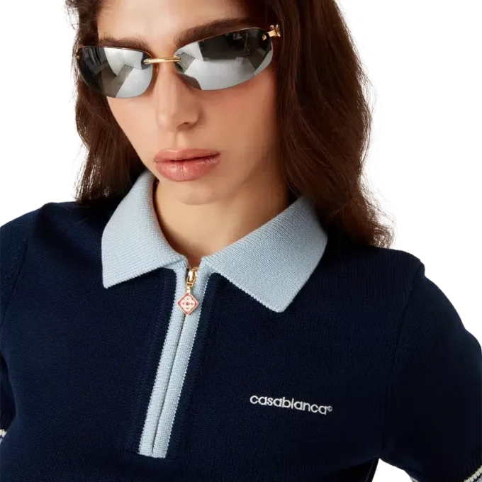 Merino gebreid tennispoloshirt