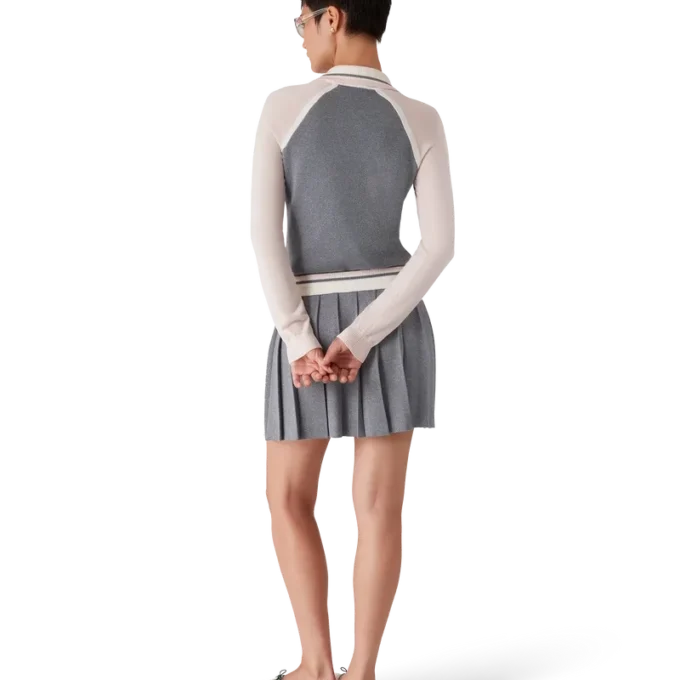 Merino Tennis-polo met lange mouwen