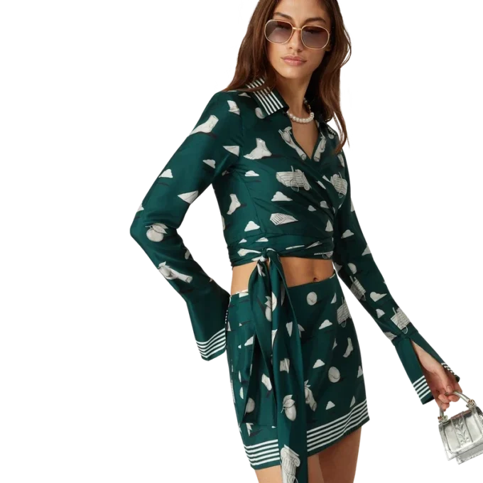 Metaphysical zijden wikkeloverhemd