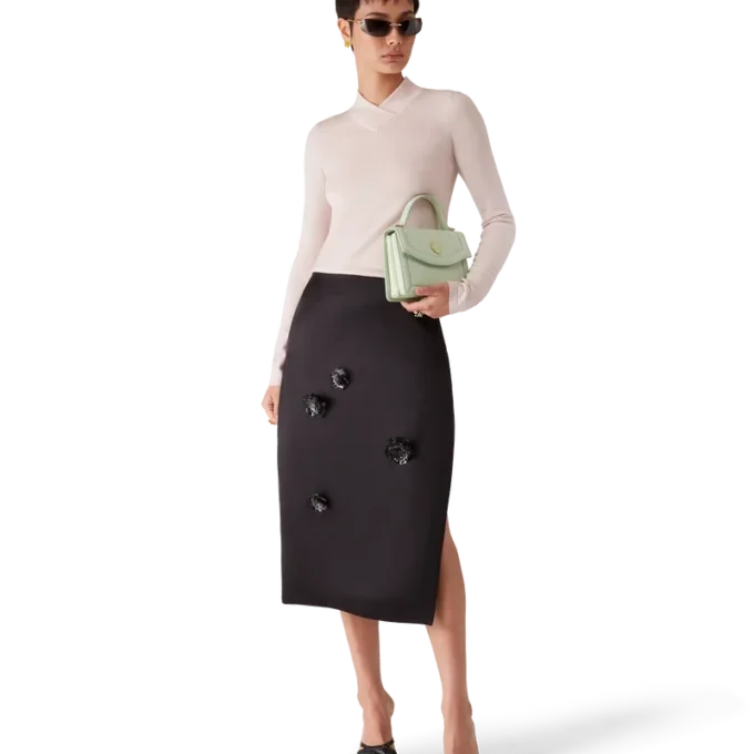 Midi-rok van duchesse-satijn