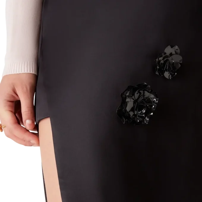 Midi-rok van duchesse-satijn