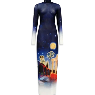 Midnight Acropolis Mesh-jurk