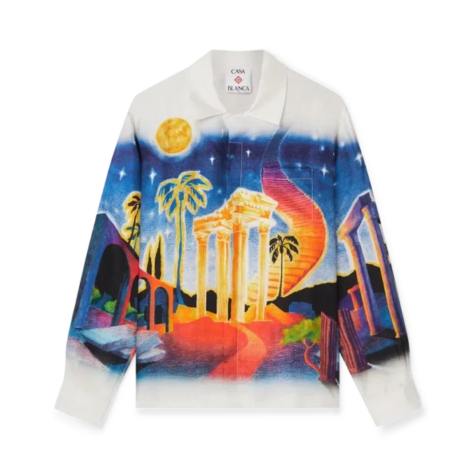 Midnight Acropolis zijden overhemd