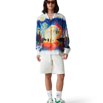 Midnight Acropolis zijden overhemd met lange mouwen