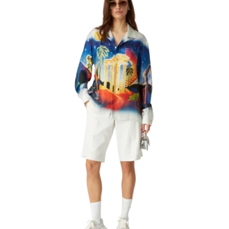 Midnight Acropolis zijden overhemd