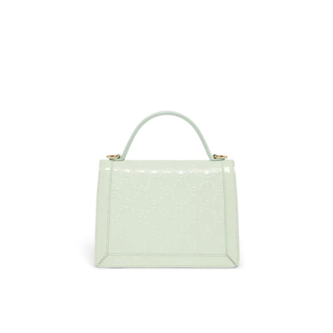 Mini Jeanne-tas met mintkleurig monogram in reliëf